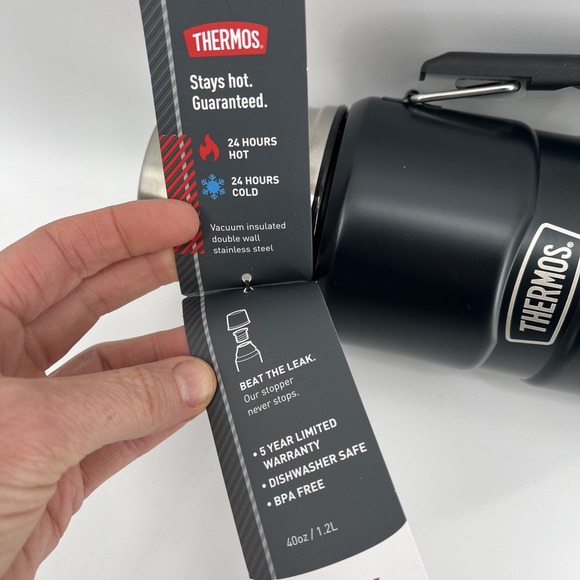 Thermos Stainless King Beverage Bottle 40oz Black NWT - Picture 8 of 11